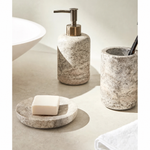 Ensemble porte-brosse à dents en travertin gris - Vignette | Maison Solenne